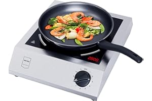 ‎METRO PROFESSIONAL METRO Professional Induktionskochfeld GIC3500, Edelstahl/Glaskeramik, 3500 W, 11 Leistungsstufen, LED-Anzeige, automatische Topferkennung, Überhitzungsschutz, Silberknopf (schwarz)