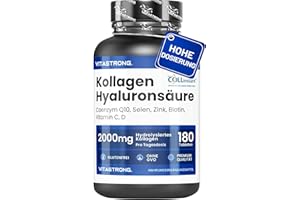 ‎VITASTRONG. COLLAGEN HYALURONSÄURE Vitastrong - 2000mg COLLinstant Kollagen Kapseln mit Biotin, Coenzym Q10, Zink, Selen, Vitamin C, Vitamin D - Wirksame Formel - Premium Qualität