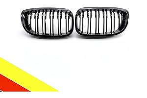 POETRYXIAO Radiador Grill Riñón Negro Brillo Doble Puente para 2002-2005 BMW Serie 3 E46 4 Puertas,Adecuado para BMW Tuning