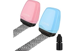 Girls'love talk Datenschutz Rollstempel, 2 Stück Rollstempel Camouflage, Nachfüllbar Selbstfärbend Datenschutzstempel für Identität Privatsphären (Rosa und Blau und Tinte)