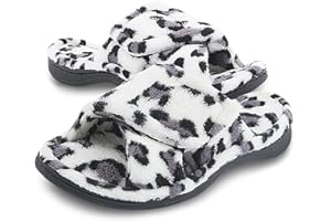 Git-up Zapatillas de Estar por Casa para Mujer Espuma de Memoria con Soporte del arco Gancho y bucle Diabético Amplio Punta abierta Zapatos de Casa Interior Exterior