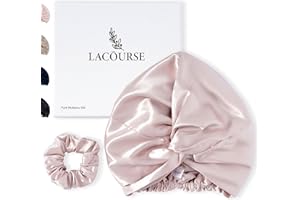 LaCourse Seidenhaube zum Schlafen aus Echte 100% Maulbeerseide mit 22Momme auf beiden Seiten, Schlafhaube Seide für Haare mit hochwertigem Elastikband Bleiben am Kopf (Einheitsgröße, Rosa)
