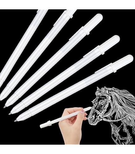 Set 15 Penne Gel Bianche KANOSON - 0.8mm Per Carta Nera E Disegno