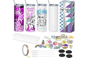 WULAIHO 4 Stück Sublimation Rohlinge 20 oz Trinkhalm für Tassen, White Straight Bulk Edelstahl Tumbler, Sublimationsbecher für Wärmeübertragung, mit Deckel und Stroh, Schrumpffolie, einzeln verpackt