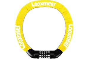 Looxmeer Candado Bicicleta Antirrobo, Cerradura de Combinación de 5 Dígitos sin Llave, Cadena de Alta Seguridad 90cm, para Bici, Moto y Scooter, Multicolor