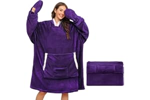 Tuopuda Bluza z kapturem, damska i męska, oversize, sweter z długim rękawem, ogromna bluza z kapturem, koc z rękawami, prezent dla kobiet i mężczyzn, oversize, z kieszeniami na zimę