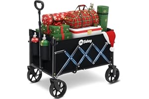 Sekey Carro Plegable 65L Carga/80KG Capacidad, Carrito Playa y Mango Ajustable，Compacto Ligero para Supermercado/Acampada Mini 4029, Negro