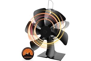 OXYLOPS Ventilador de chimenea con 6 hojas, ventilador de estufa sin electricidad, para chimenea, estufa de leña