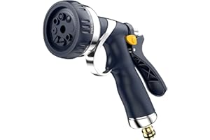 VOXON Hose Pipe Spray Gun with 8 Adjustable Patterns, 100% Heavy Duty Metal Garden Hose Spray Gun Zinc Alloy High Pressure Spray Nozzle Perfect for Car and Pet Washing, Cleaning, Garden Watering