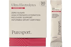 Puresport Ultra Electrolytes Hydration Raspberry Salt (30 Pack) | High Performance Sugar Free Electrolytes Powder | 1000mg of Sodium | Electrolyte Sachets Optimise Hydration/Support Muscle Function