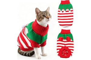 Himissy Katzenpullover Weihnachten, Katzenkostüm Weihnachten, Weihnachtspullover für Katzen und Kleine Hunde, Katzen Weihnachtskostüm, Winter Warm Katzenbekleidung, für Katze und Kleine Hund (C, L)