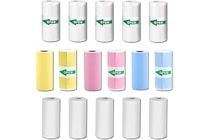 QUIRILITY - 16 Rouleau Papier Appareil Photo Enfant | Papier Thermique Appareil Photo Enfant 57x25mm, Blanc, Couleurs, Autoadhésifs | Rouleau Appareil Photo Enfant | Papier Autocollant Mini Imprimante