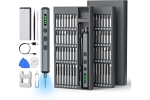 CARASTEK Mini Tournevis Electrique Sans Fil 74 en 1 Kit Tournevis de Précision avec 64 Embouts Magnétiques 5 Réglages de Couple Charge USB-C écran LED pour Travail de Précision Téléphone Montre Appareil Photo