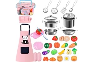 Onherm Kinderküche Zubehör, 35 Stück spielküche zubehör, Leicht, langlebig und sicher familienspiele matschküche Rollenspiele Spielküche Kinder küchenset für über DREI Jahre alt Kleinkinder Mädchen