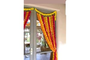 Estationeryhouse 5 feet long mixed Marigold Garlands artificial flower, wedding, mehndi, party (pack of 10)
