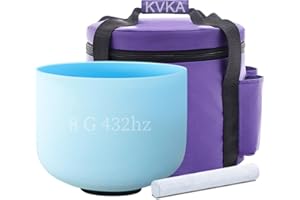 KVKA 20cm Klangschalen, 432Hz G note 8 inch Blau Chakra Klangschale für Yoga Meditation Sound Healing Entspannung Stressabbau mit Tragetasche