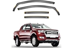iSpeed Wind Deflectors For Ford Ranger T6 2011-2022 Double Cab 4pc Set - Keep Your Car Ventilated in Rain - Reduce Wind Turbulence - Tinted In-Channel Type