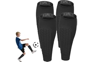 KUNAXKU 2 Paires de protège-Jambes de Football pour Enfants, Respirants, antidérapants, Protection optimale pour Mollets, Sport pour garçons et Filles