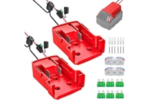 BORDEAG Power Wheel Adaptateur, Lot de 2 Adaptateur de Batterie, Adaptateur Power Wheel pour Milwaukee 18V Lithium Battery, Power Wheel Adapter avec Interrupteur Porte-fusible pour RC Car, Toys, Robotics