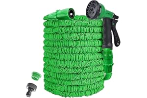 AWXYZ Expandable Garden Hose,100ft Garden Hose Pipe,Garden Hosepipes,Magic Lightweight Watering Hose Pipe with 8-Pattern High-Pressure Water Spray (100ft, Green)