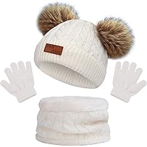 Ensemble Bonnet Écharpe Gants Enfant Hiver - Doublure Polaire - Pompon - 3 à 10 Ans - Couleurs Au Choix