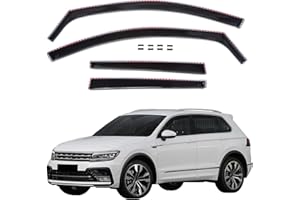 J&J AUTOMOTIVE | GP Deflettori d'Aria Antiturbo Adatti per Tiguan 2 II dal 2016, Set di 4 Pezzi, Anteriore E Posteriore, Nero, Antivento, Antipioggia, Fume' Oscurati, Aerodinamico