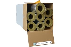 SCORPROTECT Boîte de tuyau en carton complet avec gaine en aluminium isolant en laine de roche de 0 040 conductivité thermique (laine de roche, 76 x 30 mm x 1 mètre)
