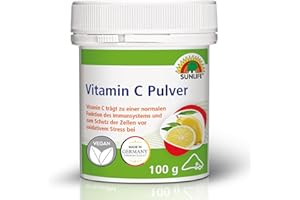 ‎SUNLIFE SUNLIFE Vitamin C Pulver hochdosiert 100 g - Vitamin C Pulver mit Zitronen Geschmack - Reines L-Ascorbinsäure Pulver - Nahrungsergänzung für Immunsystem & Zellschutz - Vitamin Pulver mit Messlöffel