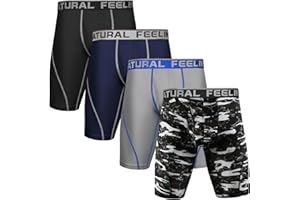 Natural Feelings 9in Pack de 4 Boxer Hombre Largos Calzoncillos Deportivos Hombre Elástico Ropa Interior Hombre Boxers para Hombres Absorción De Humedad