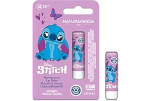 NATURAVERDE Kids -STITCH Burrocacao Vaniglia 5ml, Idratante e Protettivo con SPF 15, Ideale per Bambini