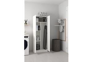 Dmora - Armadio multiuso 2 ante Charleston, Mobile porta scope, Scarpiera con ripiani, Guardaroba porta scarpe, cm73x37h180 cm, Bianco