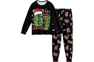 Yovova 67 Meme Pyjamas Set Boys Girls Sleepwear Six Seven Number 6 7 Christmas Long Sleeve Pjs Tops and Pants 2 Piece Outfit for Kids
