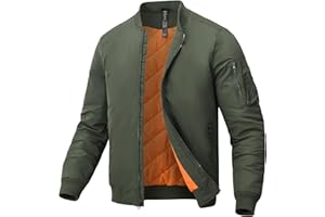 MoFiz Hombre Chaqueta Bomber Acolchado Vintage Invierno Cálida Cazadora Bombardero Grueso Abrigo Bolsillos con Cremallera