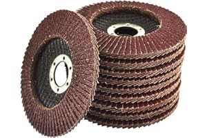 EET Pack of 10 Aluminum Flap Grinding Discs 125mm Abrasive Sanding Flap Wheel fits all 5inch (125mm) Angle Grinders - Available in 5 Different Grits (100G)