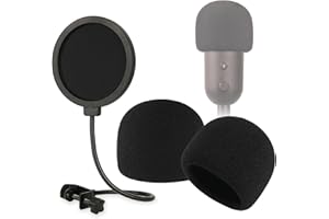 Razer Seiren V2 X Mikrofon Popschutz mit Mikrofon Schaumstoff Windschutz, Professional Mikrofon Pop Filter und Windshield für Studioaufnahmen und Streaming Rigych