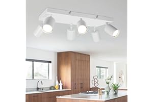 Ketom Lampada Faretti da Soffitto Orientabili - GU10 Faretti LED da Soffitto Bianco, Rettangolo Moderna Plafoniera LED Faretti 6 Luce, Faretto da Parete Interno per Cameretta, Cucina, Senza Lampadina