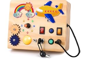 ARANEE Busy Board für Kleinkinder Activity Board Montessori Spielzeug für die Bildung Spielzeug Licht Led Busy Bord Alter 1 2 3 Jungen und Mädchen Spielzeug (Flugzeugs)
