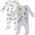 Disney Pixar Toy Story Baby Boys 2 Pack Long Sleeve Sleep N' Play Coverall Newborn Grey/White
