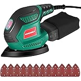 HYCHIKA Lijadora Madera, 200W Lijadora Eléctrica 14000RPM con Motor de Cobre Puro, Multifuncional con Recogida de Polvo, 12PC
