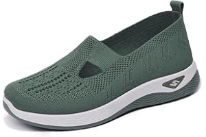 CHEULING Women's Woven Orthopedic Breathable Soft Sole Shoes Walking Slip on Shoes Hands Free Slip in Casual Sneakers Arch Support Stretch Shoes