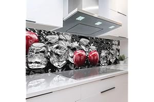 Rodnik Küchenrückwand 400 cm x 60 cm robuste ABS-Kunststoff Platte Monolith in Deluxe Qualität, Direktdruck. MOTIVAUSWAHL (Eiswürfel und Kirschen, 60x400 cm)