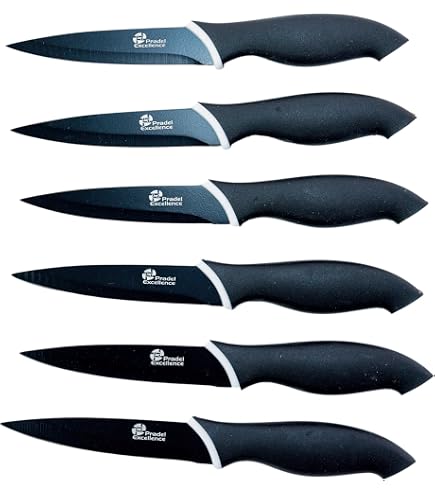 Coltellerie Maserin Set coltelli bistecca Inox 6 pz lama liscia Nero 0AU631112