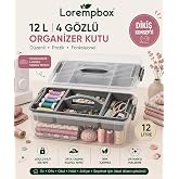 Lorempbox 12 L 4 G&ouml;zl&uuml; Dikiş Organizer Kutusu Saklama Kutusu | Depolama &Ccedil;&ouml;z&uuml;m&uuml;