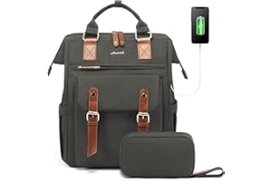 LOVEVOOK Plecak damski, wodoszczelny, plecak na laptopa o przekątnej, duży plecak szkolny z przyłączem USB do ładowania, do szkoły, pracy, na uczelnię, dla nauczycieli, biznesu, biura, czarny