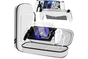 QUAGGY 3-in-1 Accessoris Kit Compatible with Playstation Portal, EVA Carrying Case for PS Portal,2 Pack Screen Protectors,Protective Shell Portable Travel Handbag for PS5 Portal Remote Player(White)