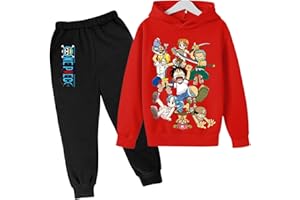 CHAORWE 2022 Anime One Piece Luffy Chándal para Niños, Sudaderas De Dibujos Animados Conjuntos Sudaderas con Capucha y Pantalones De Jogging 4 A 14 Años