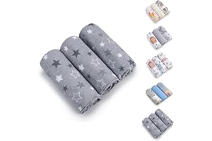 BABYSAFE Baby Safe Lot de 3 mousselines pour bébé 80 x 70 cm, serviettes pour enfants, 100 % flanelle de coton biologique, certifié OEKO-TEX Mussole bébé en coton, idéales comme bavoir, mussole bébé bambou