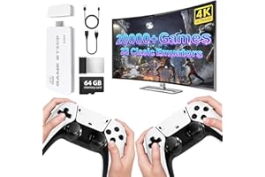 weiniuniuu Retro Games Console, 4K Retro Game Stick: 20,000+ Games, HDMI Output, 64GB, Wireless Retro Game Console with Dual 2.4G Controllers, Plug & Play Retro Games for TV