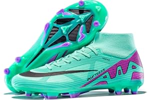AMLCWZ Youth Football Shoes Boots Mens Outdoor Spikes High Top Football Shoes Kicking Training Sneakers Professional Match Football Boots Upper Seamless One Piece Football Shoes