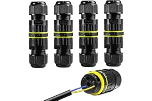 FEMBW Connettore Per Cavi Impermeabile IP68 2 Poli, Scatola di Giunzione Esterna Impermeabile per Cavi di Diametro Ø3,55-10 mm (4 Pezzi)